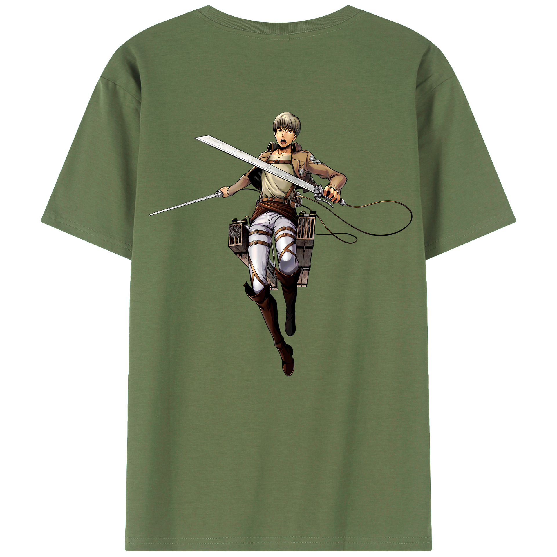 （画像用） 進撃の巨人 Attack on Titan 綿100％ メンズ半袖Tシャツ（バックプリント） 通気性
